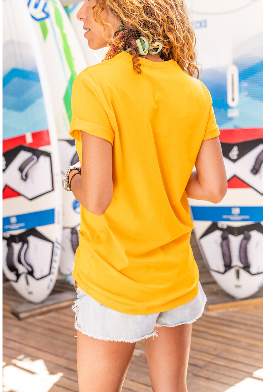 Kadın Turuncu Ayı Baskılı Oversize T-Shirt Pn34