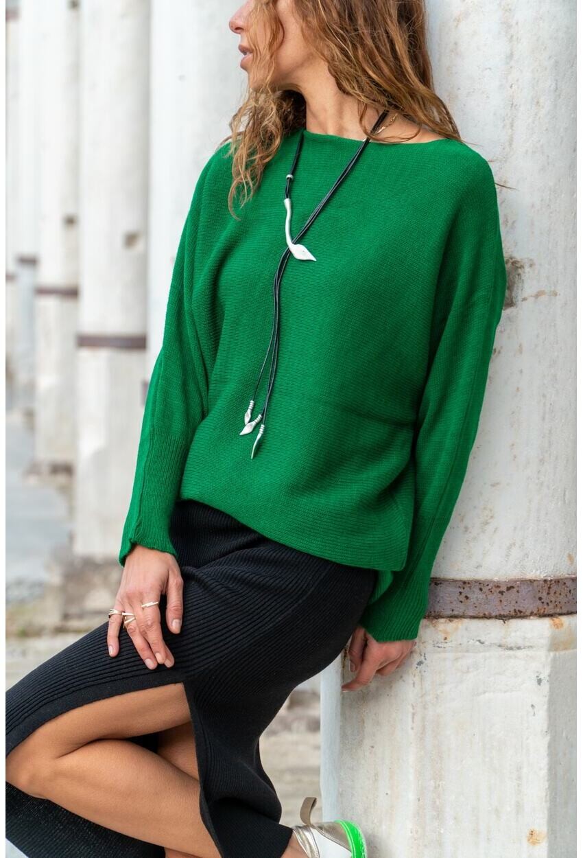 Womens Green Plain Bat Sweater GK-CCK13000