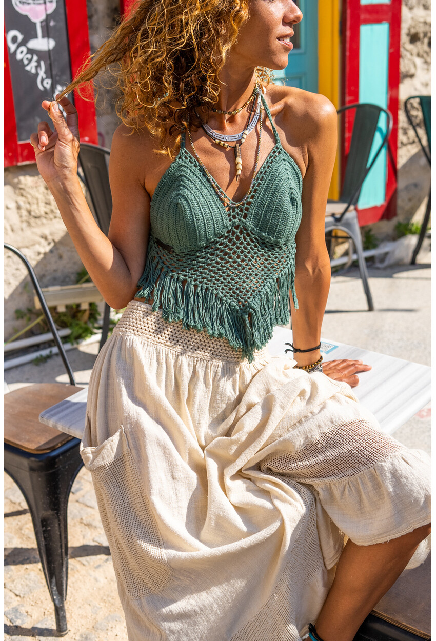 Womens Green Handmade Knitted Bralet Rsd3021