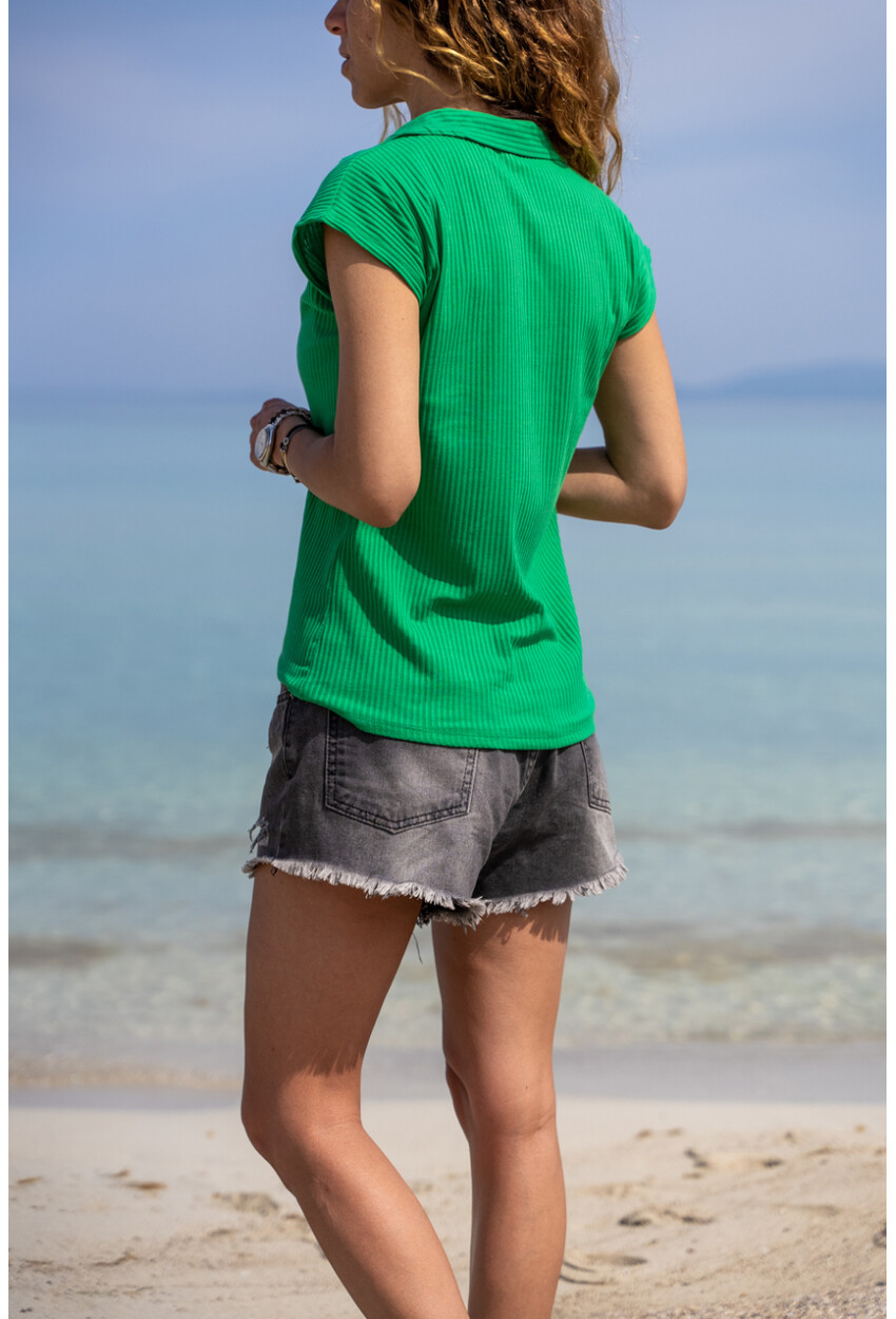 Yeşil Polo Yaka Kaşkorse T-Shirt Gk-Bstw2879