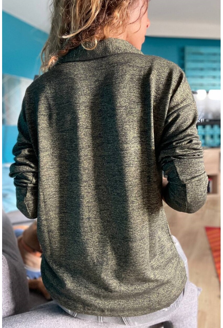 Kadın Yeşil Polo Yaka Yumuşak Dokulu Bluz Gk-Bstm2749