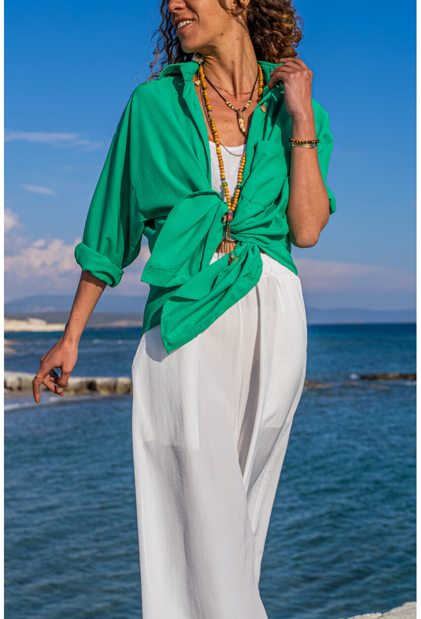 Kadın Yeşil Tek Cep Gömlek 1St13