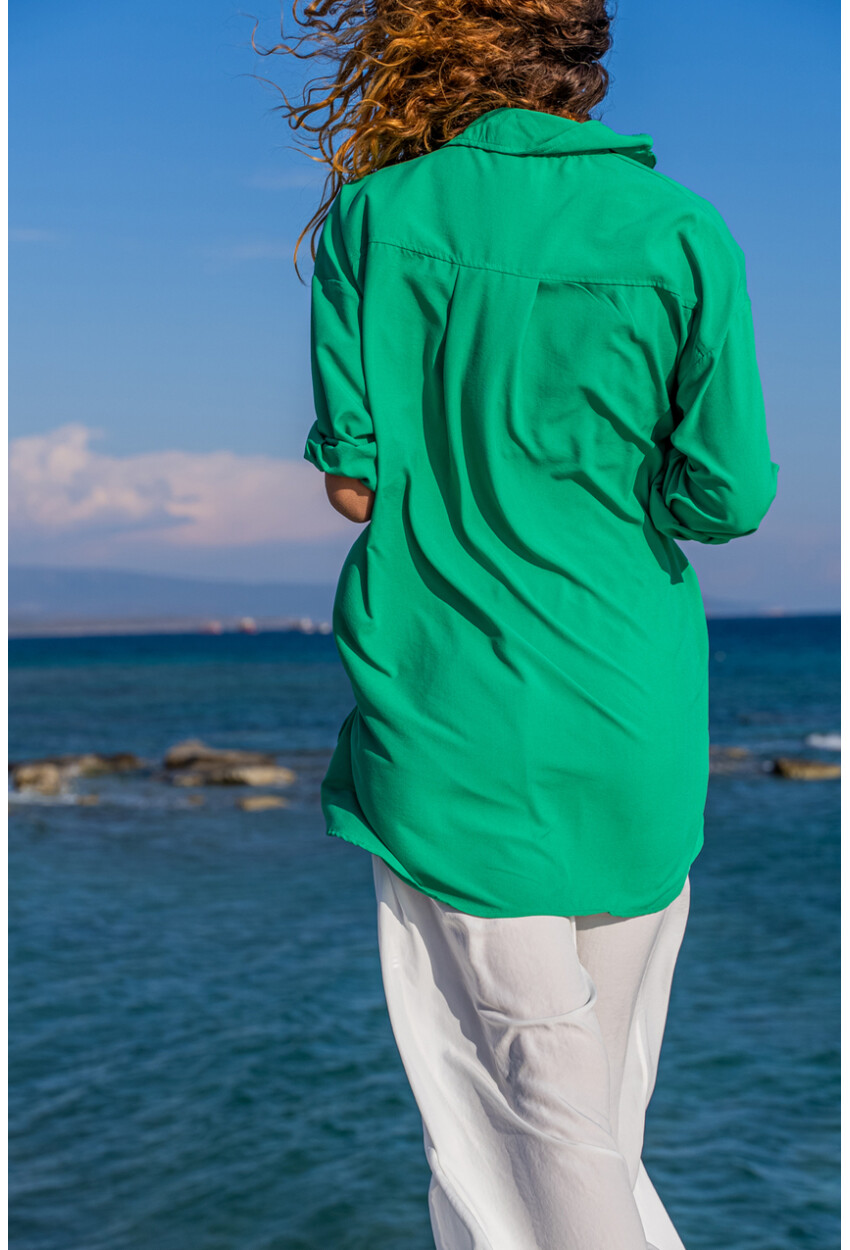 Kadın Yeşil Tek Cep Gömlek 1St13