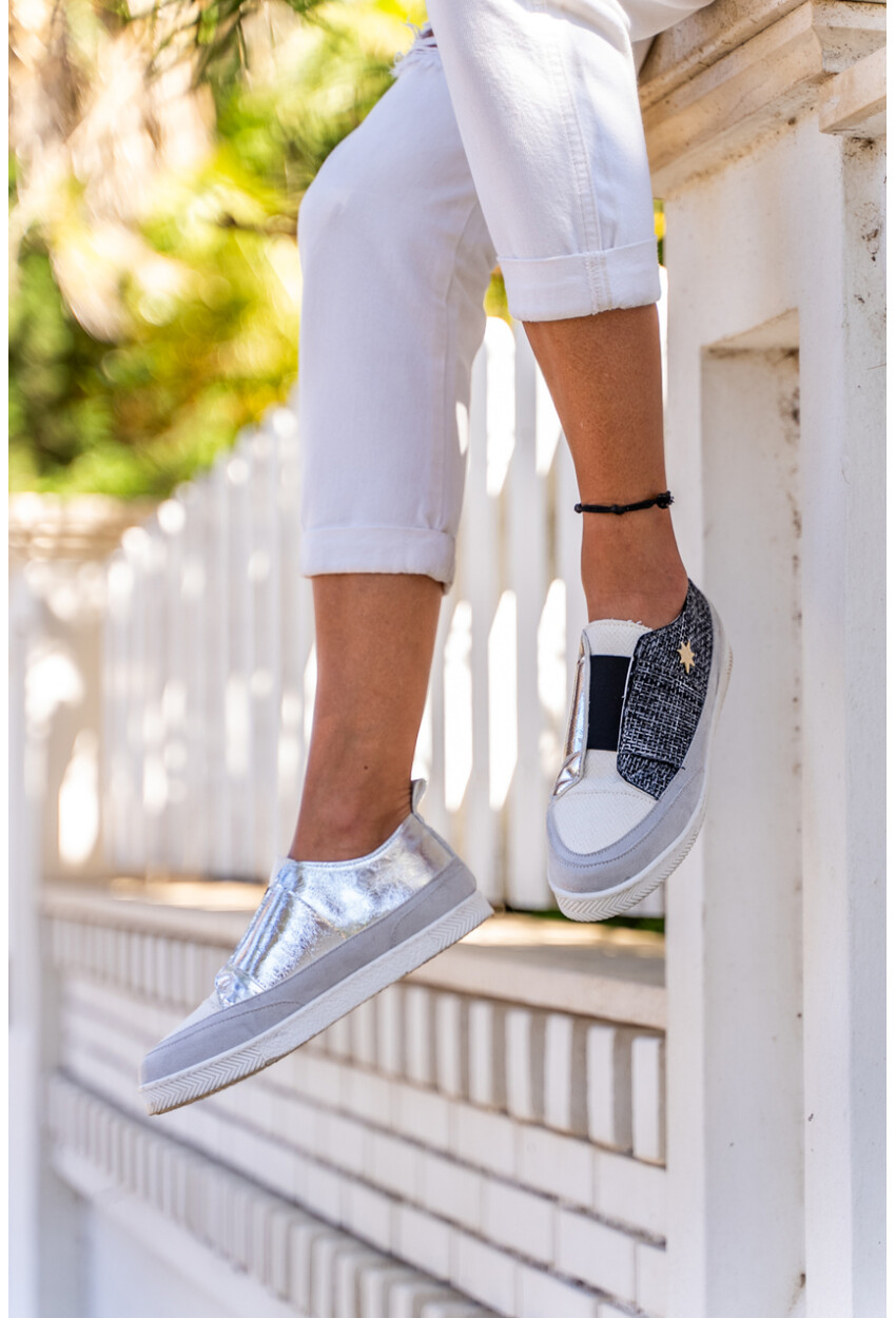 GUKI35 Kadın Siyah-Beyaz Günlük Rahat Vegan Cosmos Sneaker ORIONIS-069