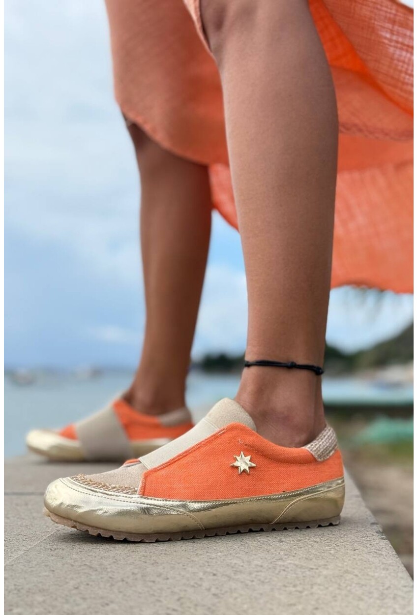 Guki35 Kadın Turuncu Günlük Rahat Vegan Pranha Sneaker