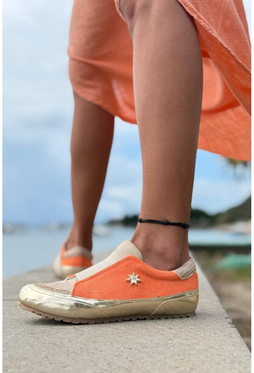 Guki35 Kadın Turuncu Günlük Rahat Vegan Pranha Sneaker