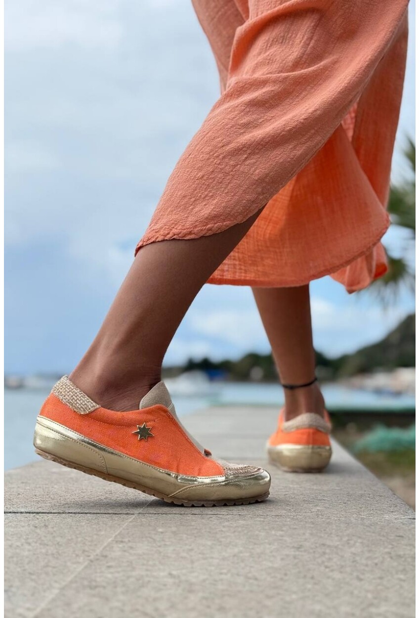 Guki35 Kadın Turuncu Günlük Rahat Vegan Pranha Sneaker