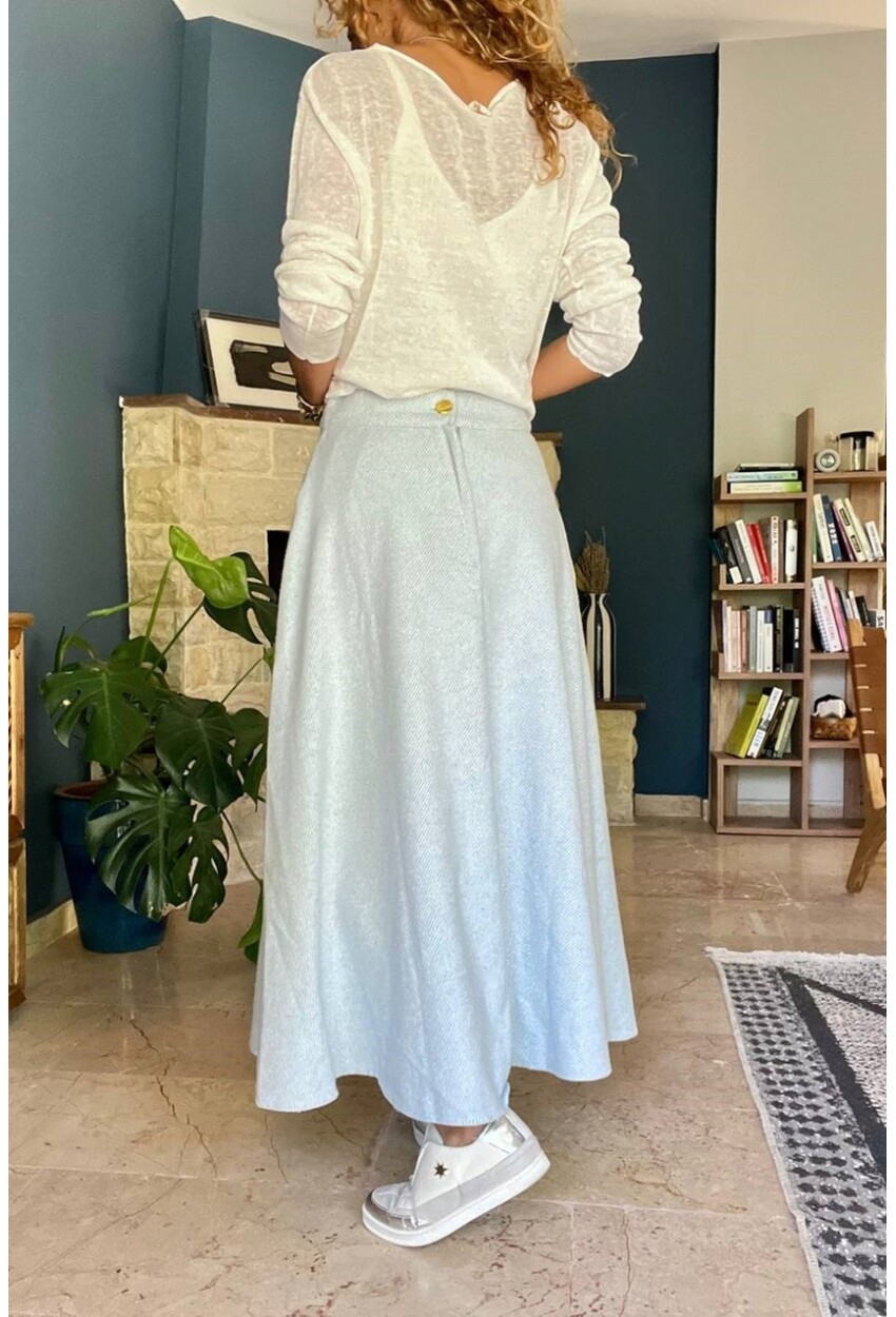 Kadın Bebe Mavi Cepli Yumuşak Dokulu Uzun Kiloş Kaşe Etek BST700-3528
