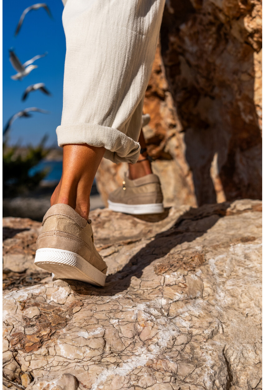 Guki35 Kadın Bej-Gold Günlük Rahat Vegan All Sneaker Gk-Spica053