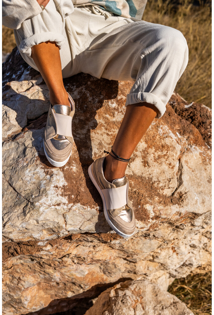 Guki35 Kadın Bej-Gold Günlük Rahat Vegan All Sneaker Gk-Spica053