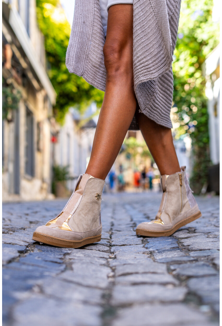 Guki35 Kadın Bej Günlük Rahat Vegan Moment High Top Sneaker Gk-Earendel067