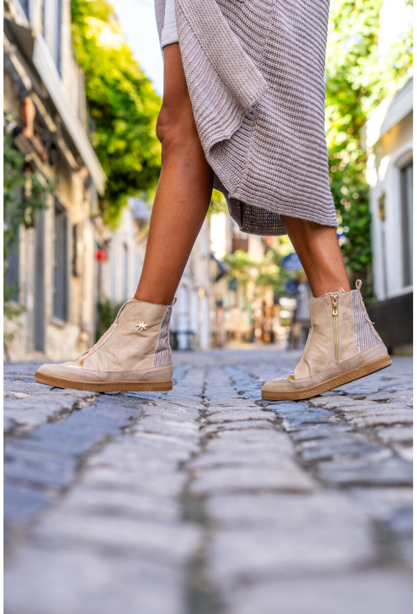 Guki35 Kadın Bej Günlük Rahat Vegan Moment High Top Sneaker Gk-Earendel067