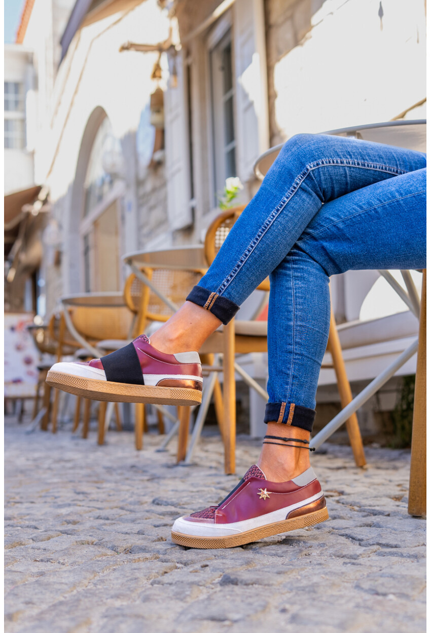 Guki35 Kadın Bordo Günlük Rahat Vegan Lotus Sneaker Gk-Spica052