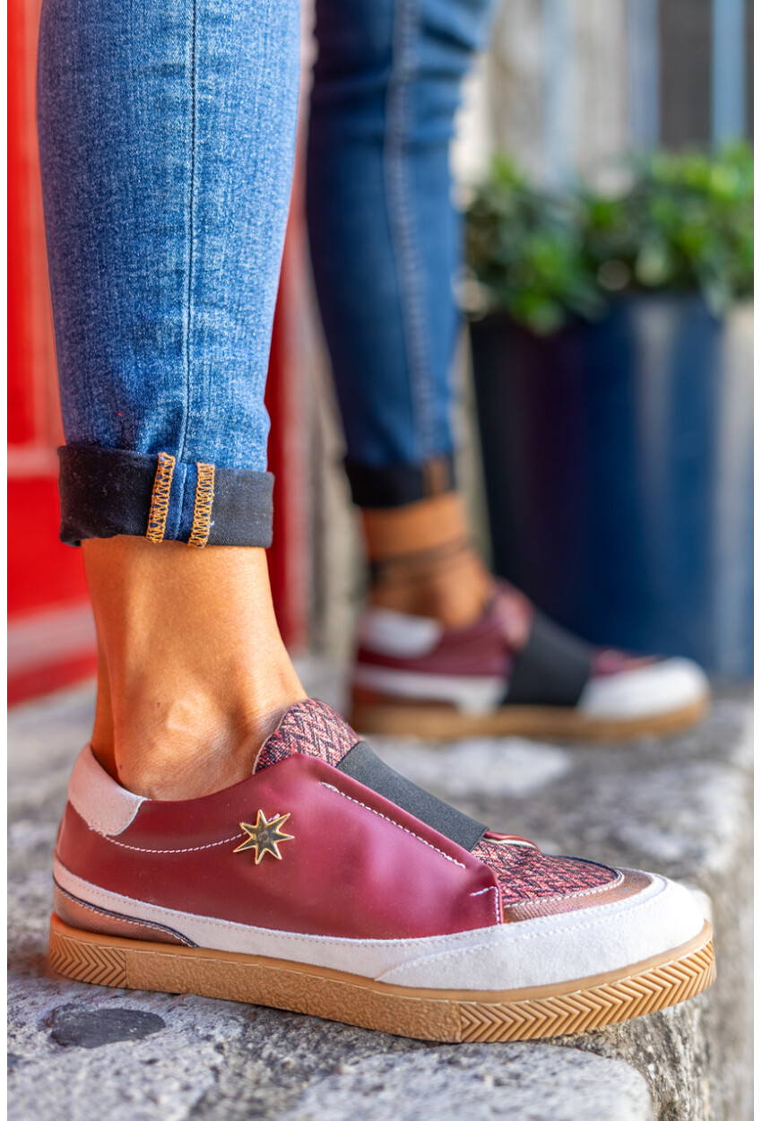 Guki35 Kadın Bordo Günlük Rahat Vegan Lotus Sneaker Gk-Spica052