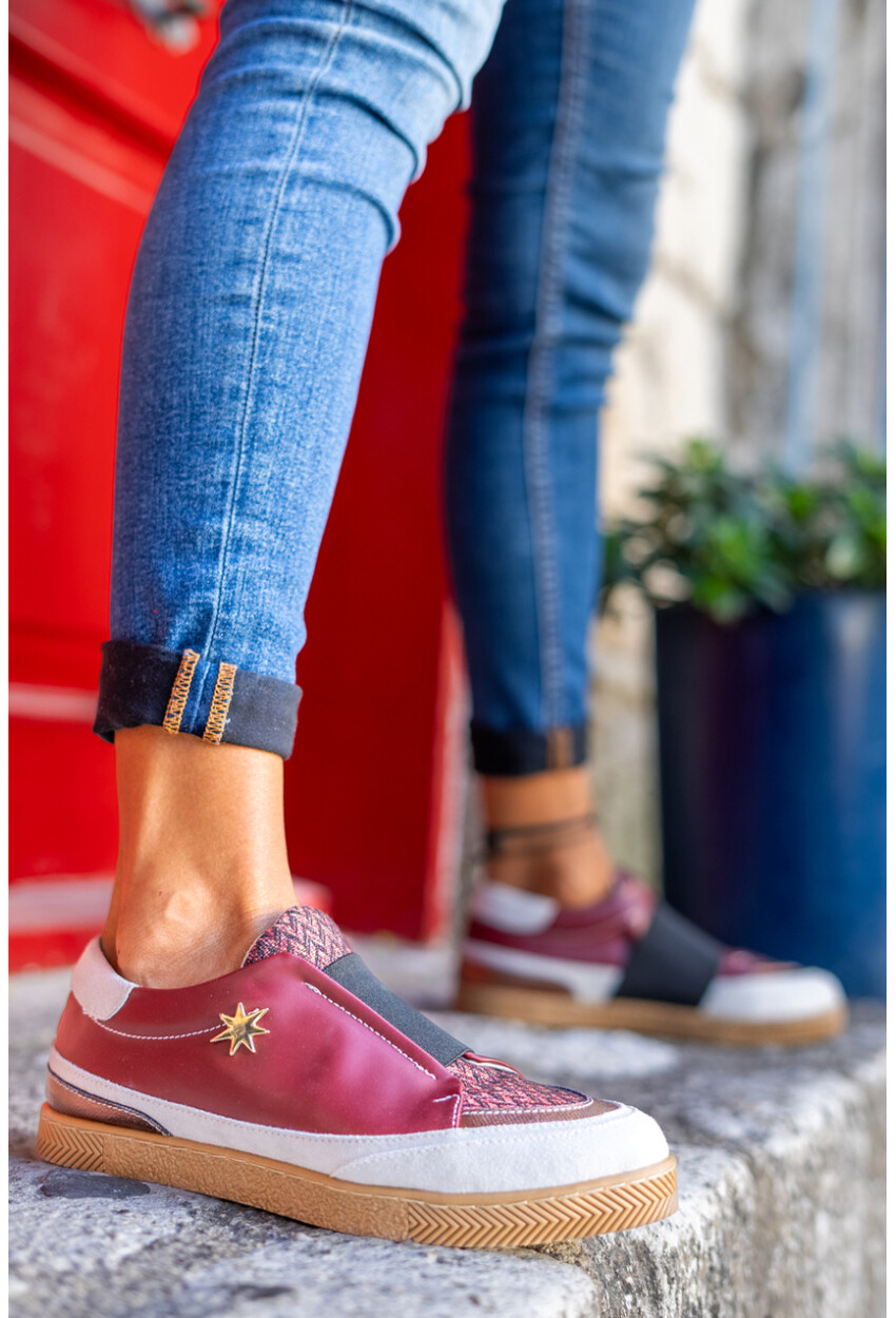Guki35 Kadın Bordo Günlük Rahat Vegan Lotus Sneaker Gk-Spica052