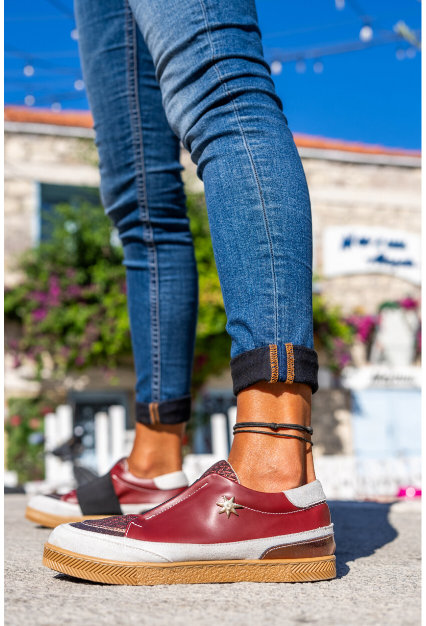 Guki35 Kadın Bordo Günlük Rahat Vegan Lotus Sneaker Gk-Spica052