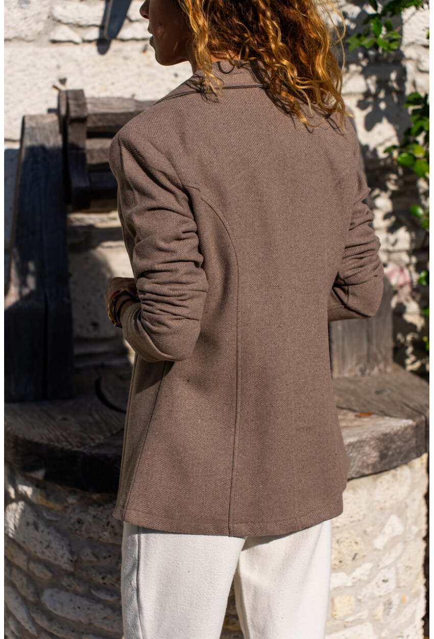 Kadın Bronz Kendinden Desenli Kaşe İçi Astarlı Tek Düğme Blazer Ceket Bst3449