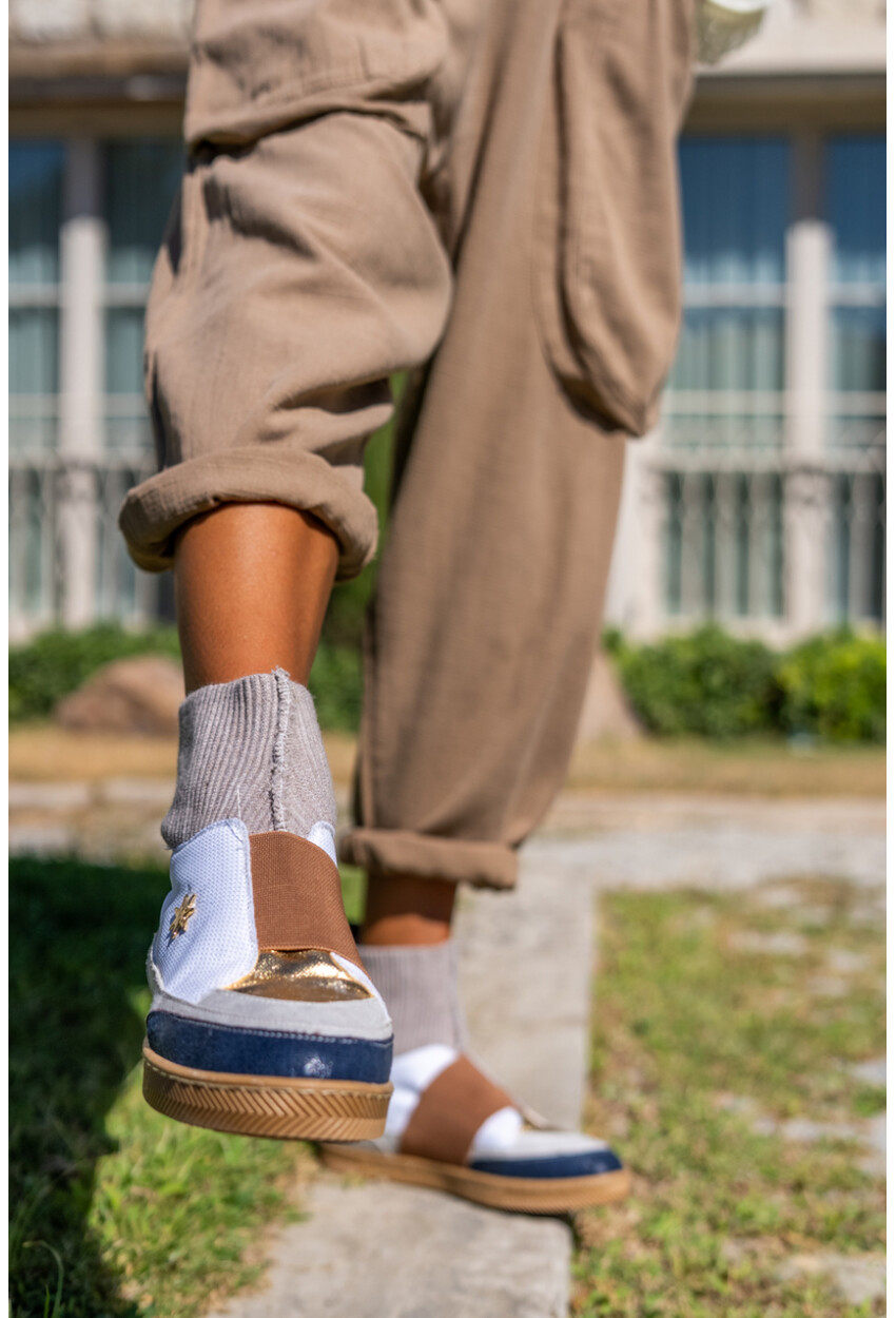 Guki35 Kadın Camel-Beyaz Günlük Rahat Vegan İnspiration High Top Sneaker Gk-Venüs059