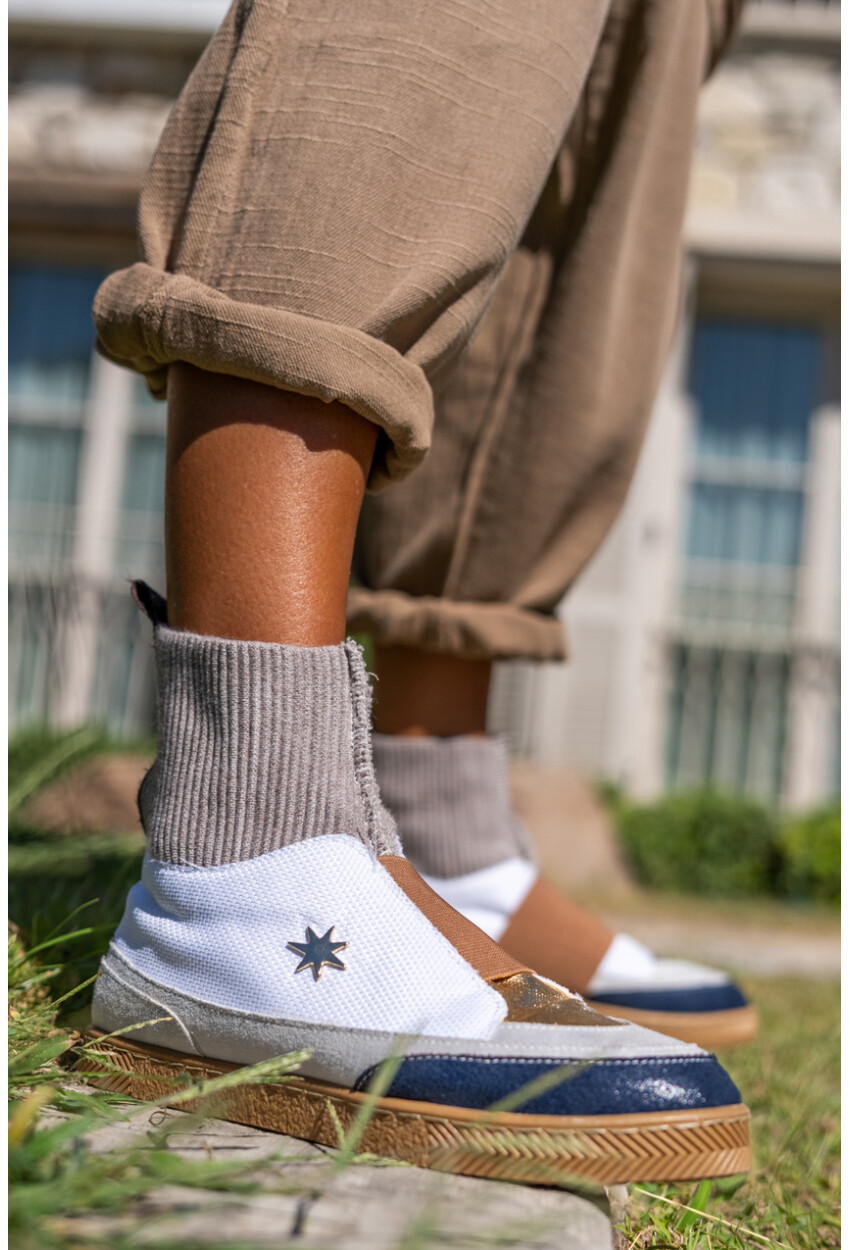Guki35 Kadın Camel-Beyaz Günlük Rahat Vegan İnspiration High Top Sneaker Gk-Venüs059