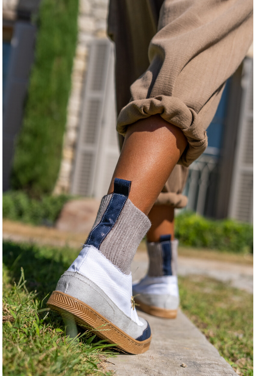 Guki35 Kadın Camel-Beyaz Günlük Rahat Vegan İnspiration High Top Sneaker Gk-Venüs059