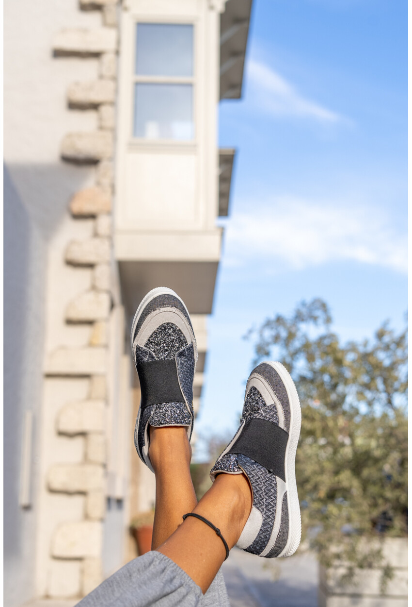 Guki35 Kadın Gri-Siyah Günlük Rahat Vegan Celebration Sneaker Gk-Spica055