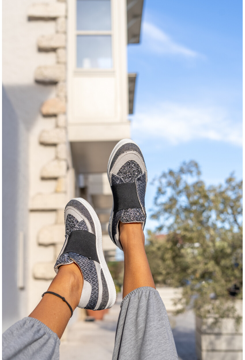 Guki35 Kadın Gri-Siyah Günlük Rahat Vegan Celebration Sneaker Gk-Spica055