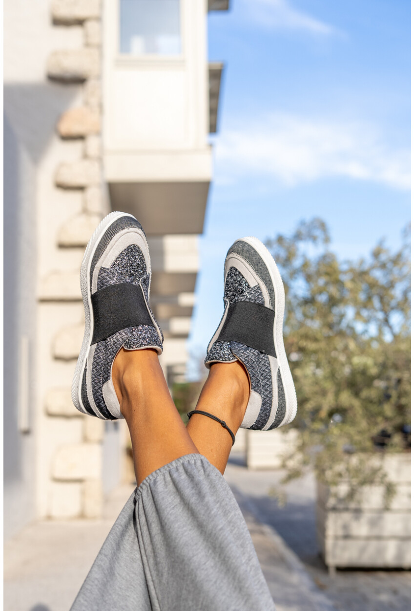 Guki35 Kadın Gri-Siyah Günlük Rahat Vegan Celebration Sneaker Gk-Spica055