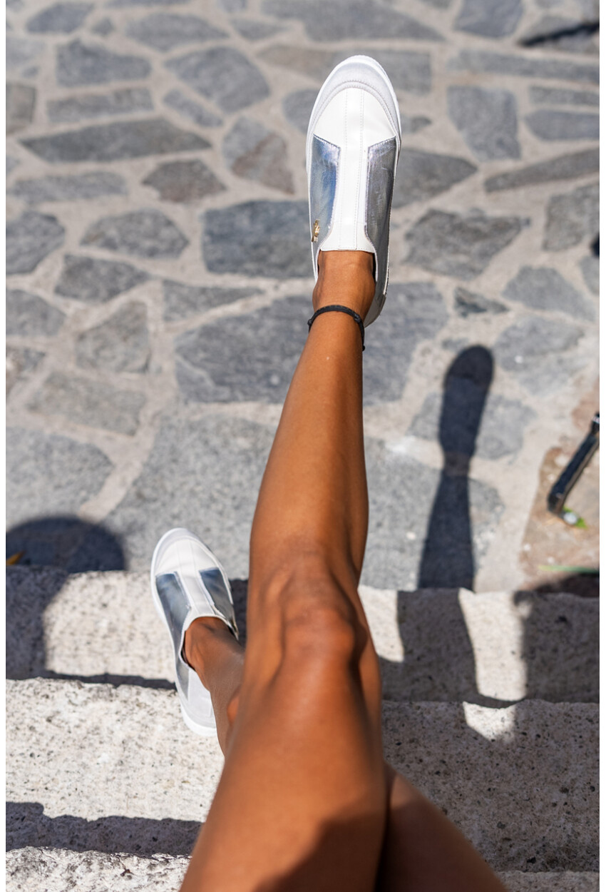 Guki35 Kadın Gümüş-Gri Günlük Rahat Vegan Star Sneaker