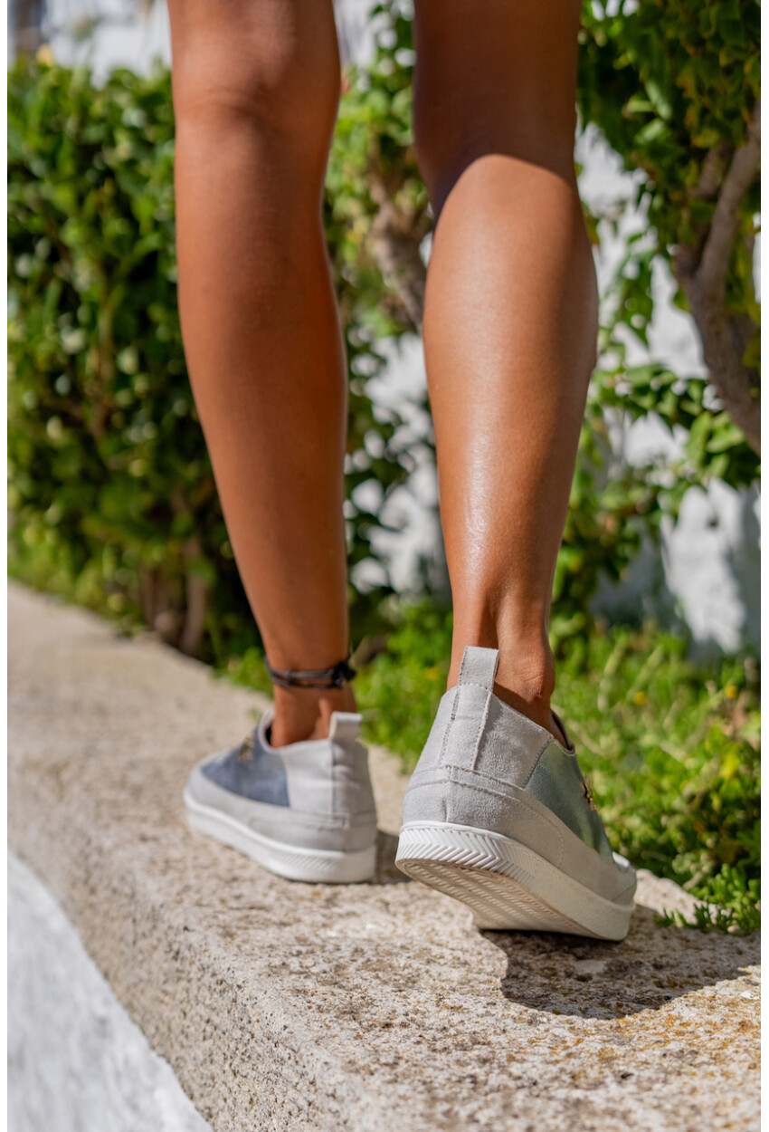 Guki35 Kadın Gümüş-Gri Günlük Rahat Vegan Star Sneaker