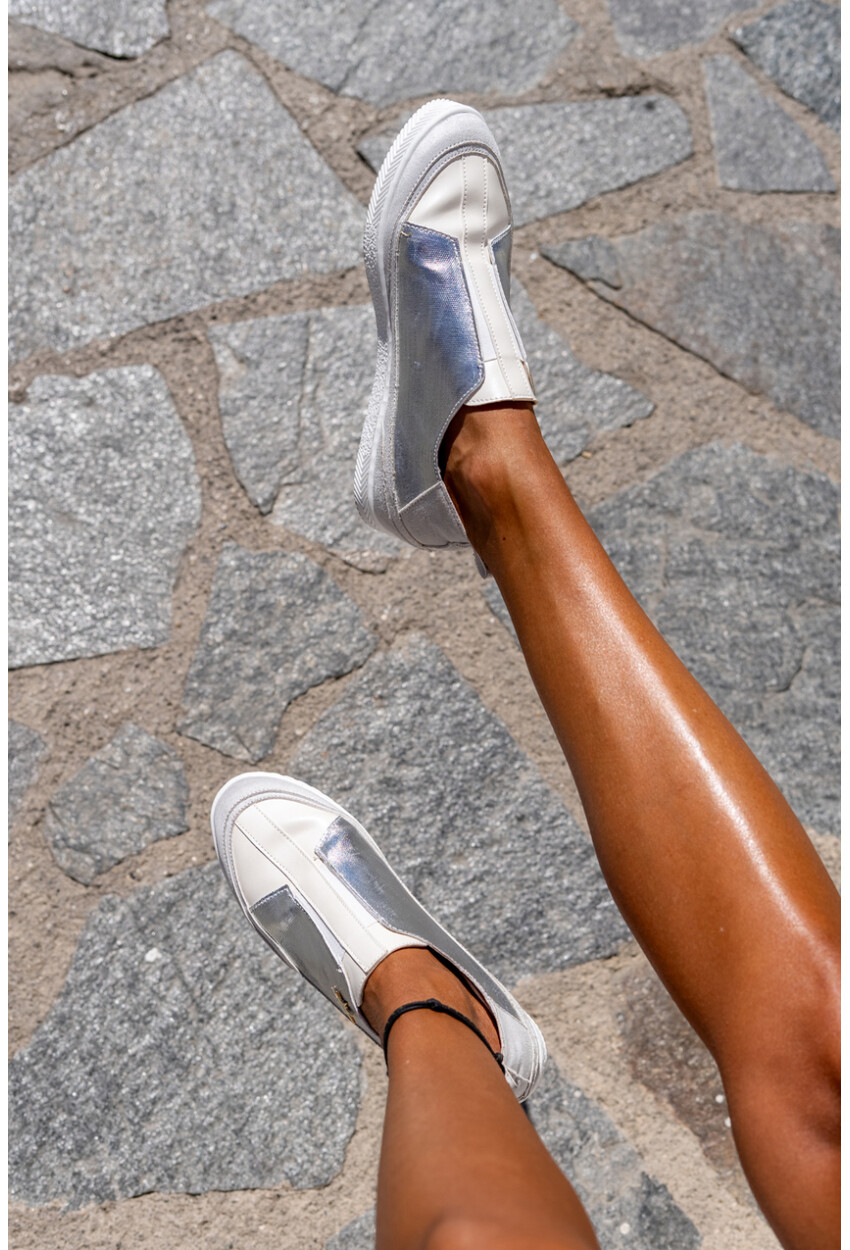 Guki35 Kadın Gümüş-Gri Günlük Rahat Vegan Star Sneaker