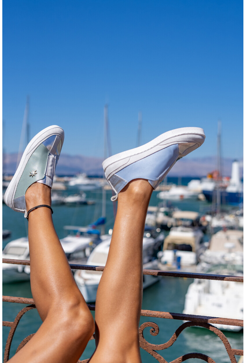 Guki35 Kadın Mavi-Yeşil Günlük Rahat Vegan İmagination Sneaker Gk-Rigel050