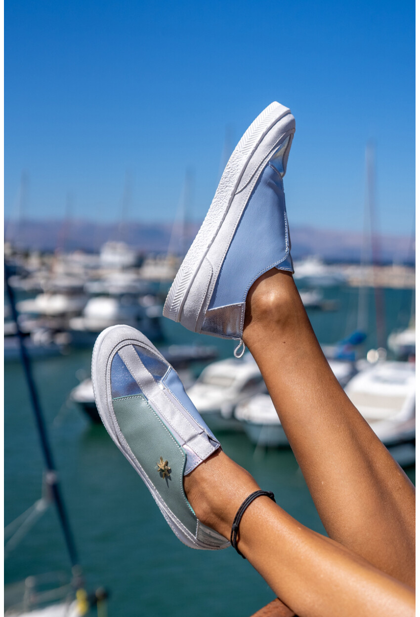 Guki35 Kadın Mavi-Yeşil Günlük Rahat Vegan İmagination Sneaker Gk-Rigel050