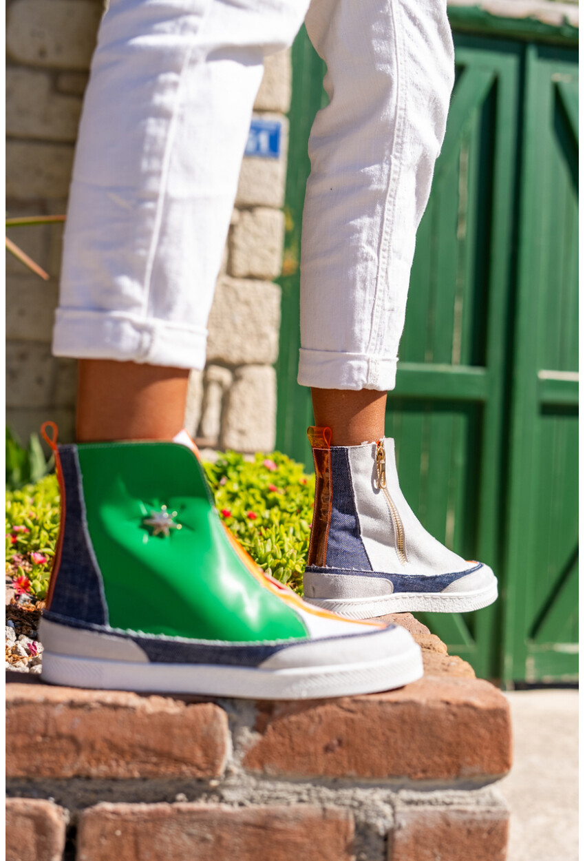 Guki35 Kadın Multi Günlük Rahat Vegan Heart High Top Sneaker Gk-Earendel066