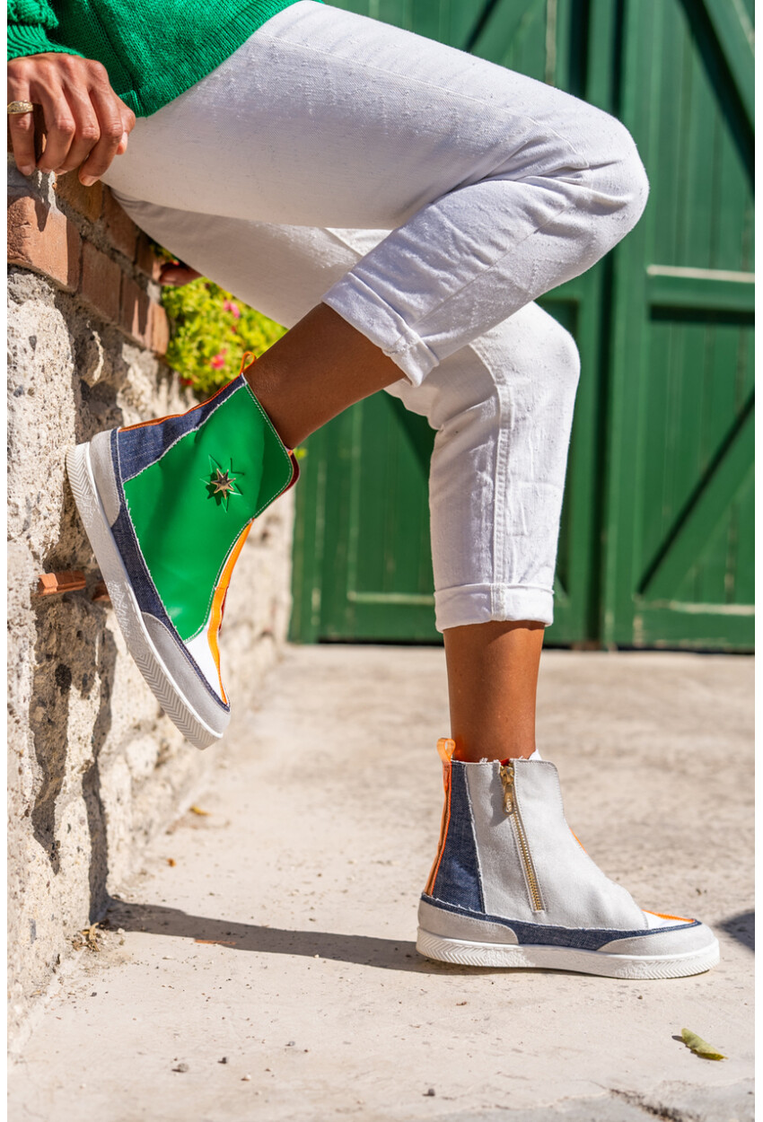 Guki35 Kadın Multi Günlük Rahat Vegan Heart High Top Sneaker Gk-Earendel066
