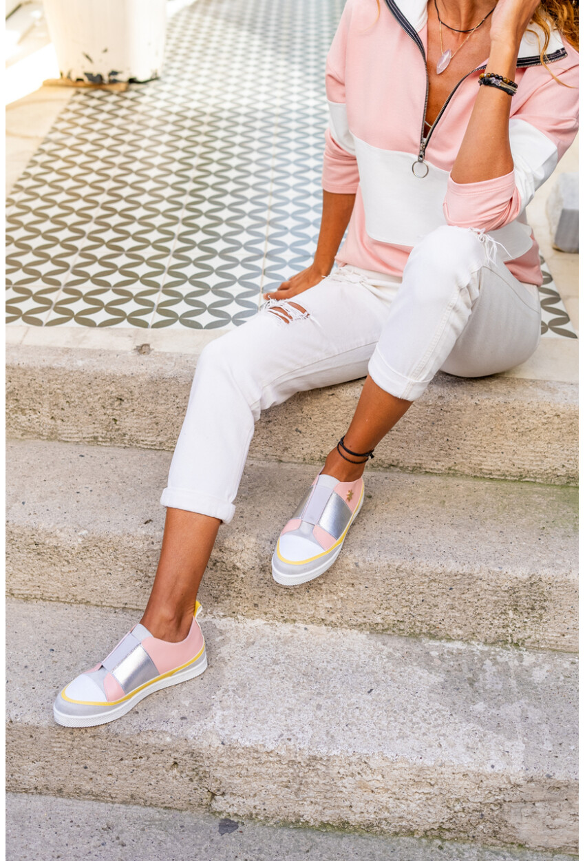 Guki35 Kadın Pudra-Gümüş Günlük Rahat Vegan Bright Sneaker Gk-Orionis039