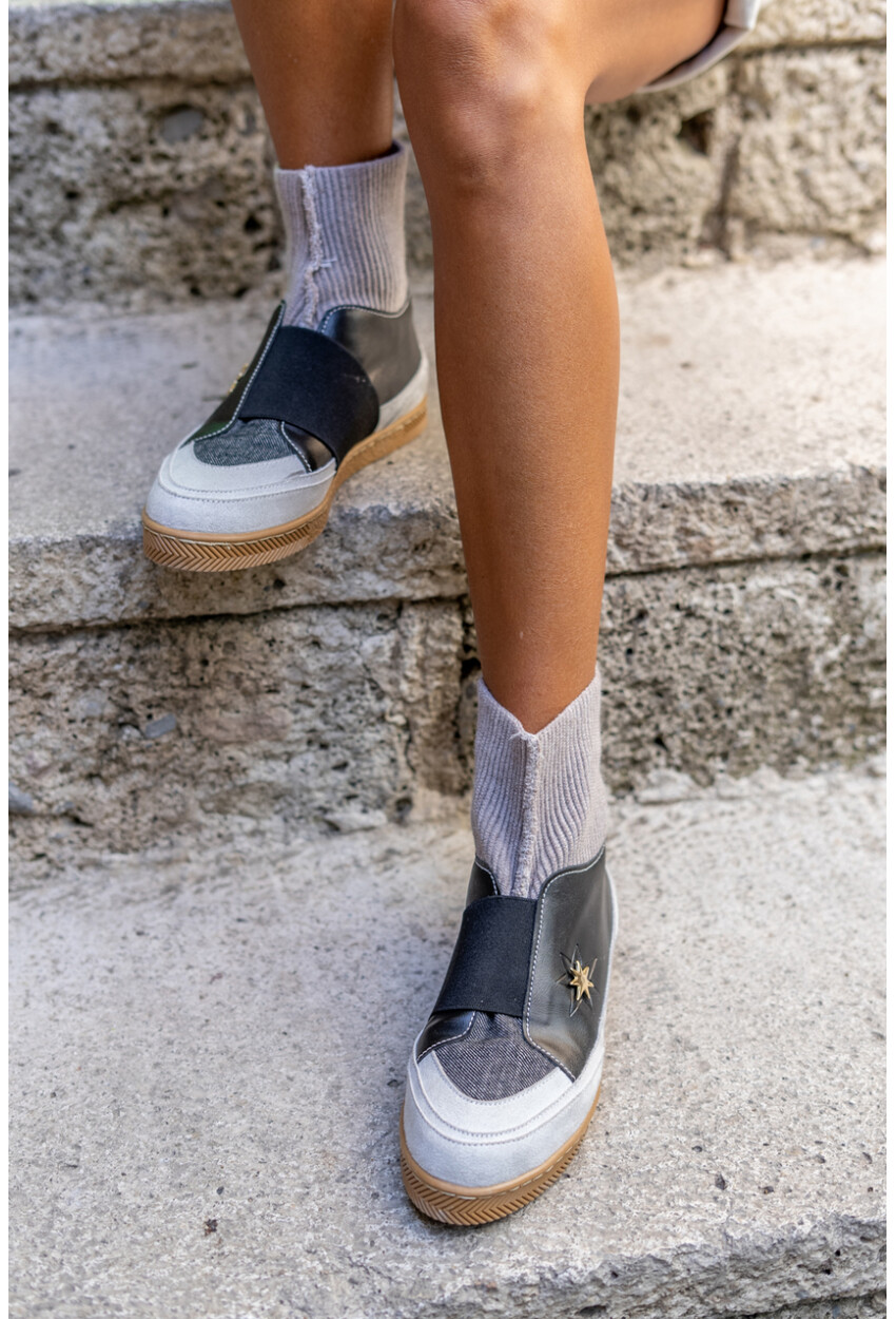 Guki35 Kadın Siyah-Gri Günlük Rahat Vegan Good İdea High Top Sneaker Gk-Venüs058