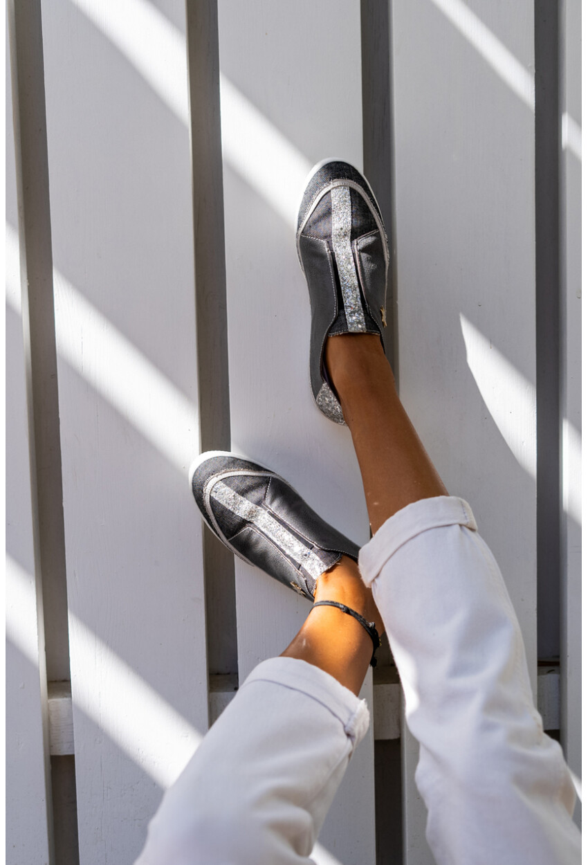 Guki35 Kadın Siyah-Gri Günlük Rahat Vegan Movement Sneaker