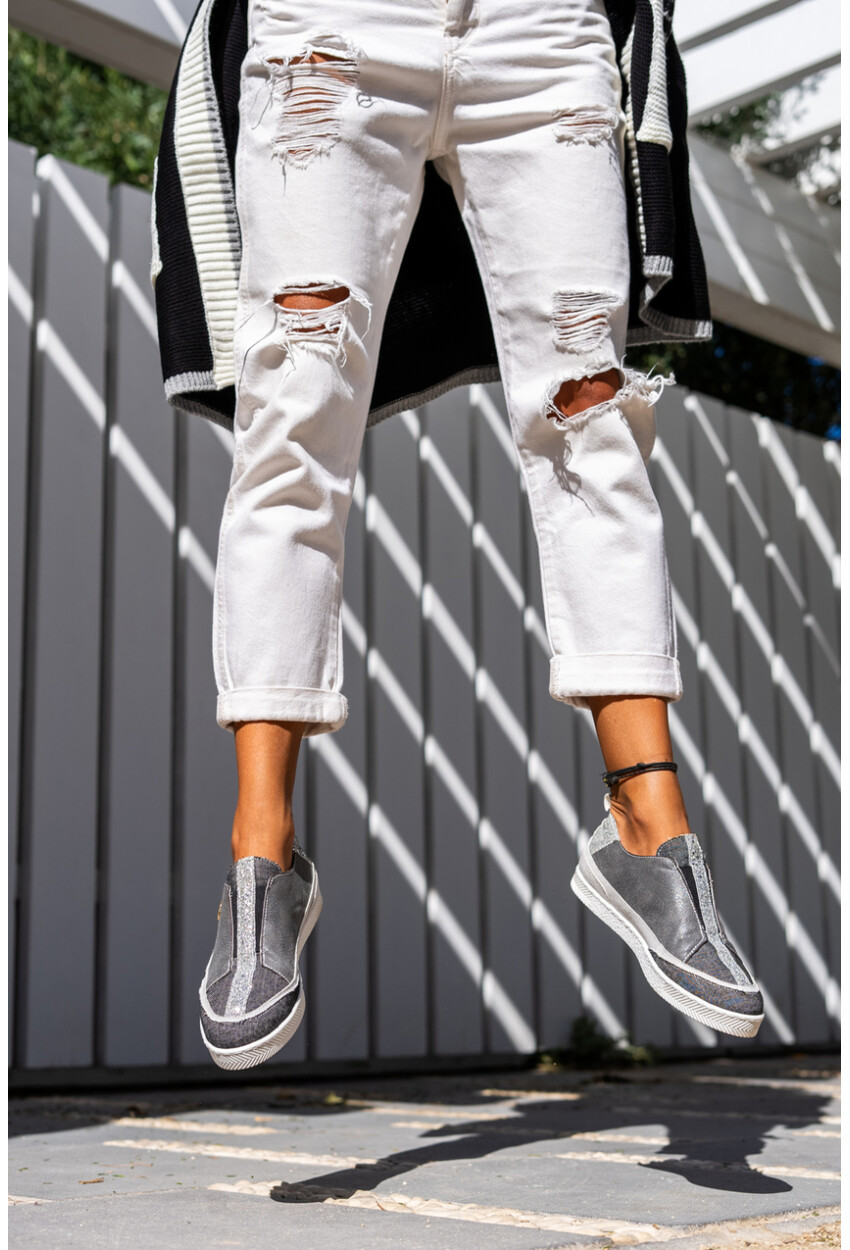 Guki35 Kadın Siyah-Gri Günlük Rahat Vegan Movement Sneaker