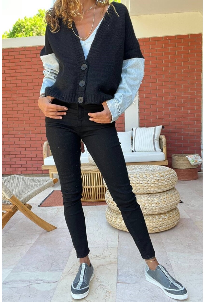 Kadın Siyah Yüksek Bel Likralı Skinny Jean Pantolon BSTKT0097