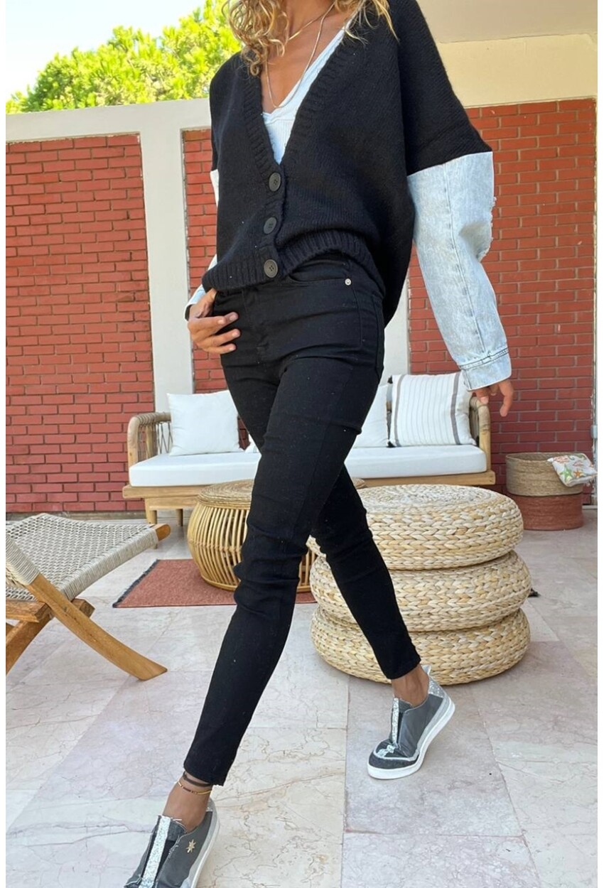 Kadın Siyah Yüksek Bel Likralı Skinny Jean Pantolon BSTKT0097