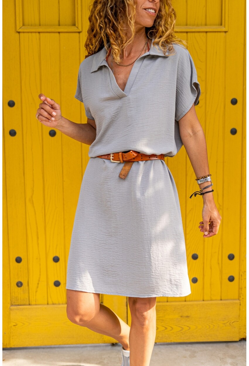 Gri Polo Yaka Aerobin Elbise Gk-Bst2883