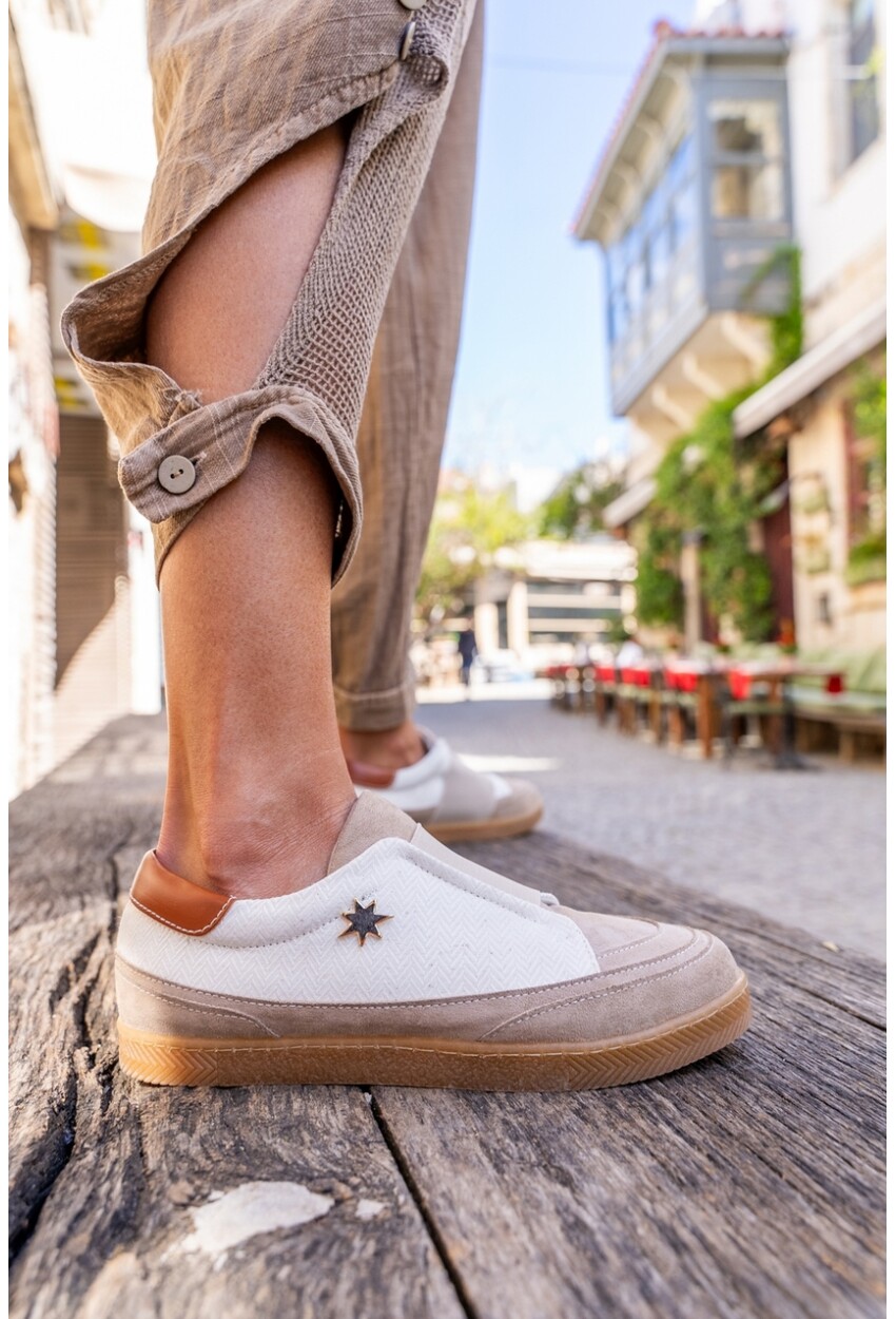 GUKI35 Kadın Bej Günlük Rahat Vegan Style Sneaker