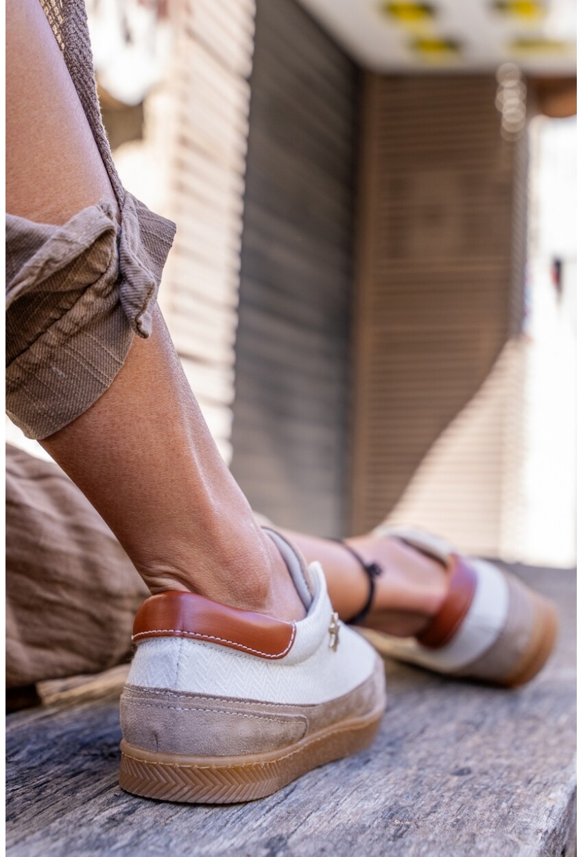 GUKI35 Kadın Bej Günlük Rahat Vegan Style Sneaker