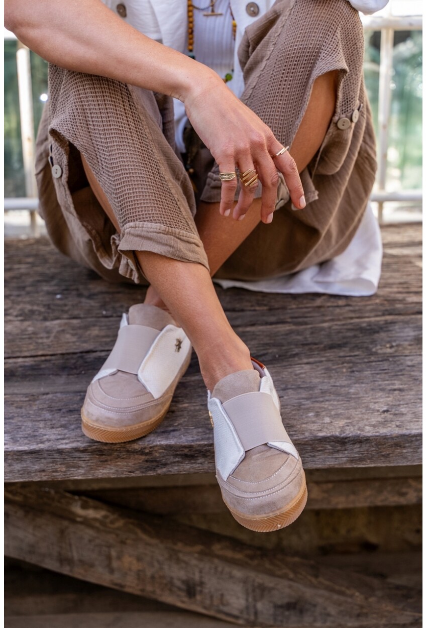 GUKI35 Kadın Bej Günlük Rahat Vegan Style Sneaker