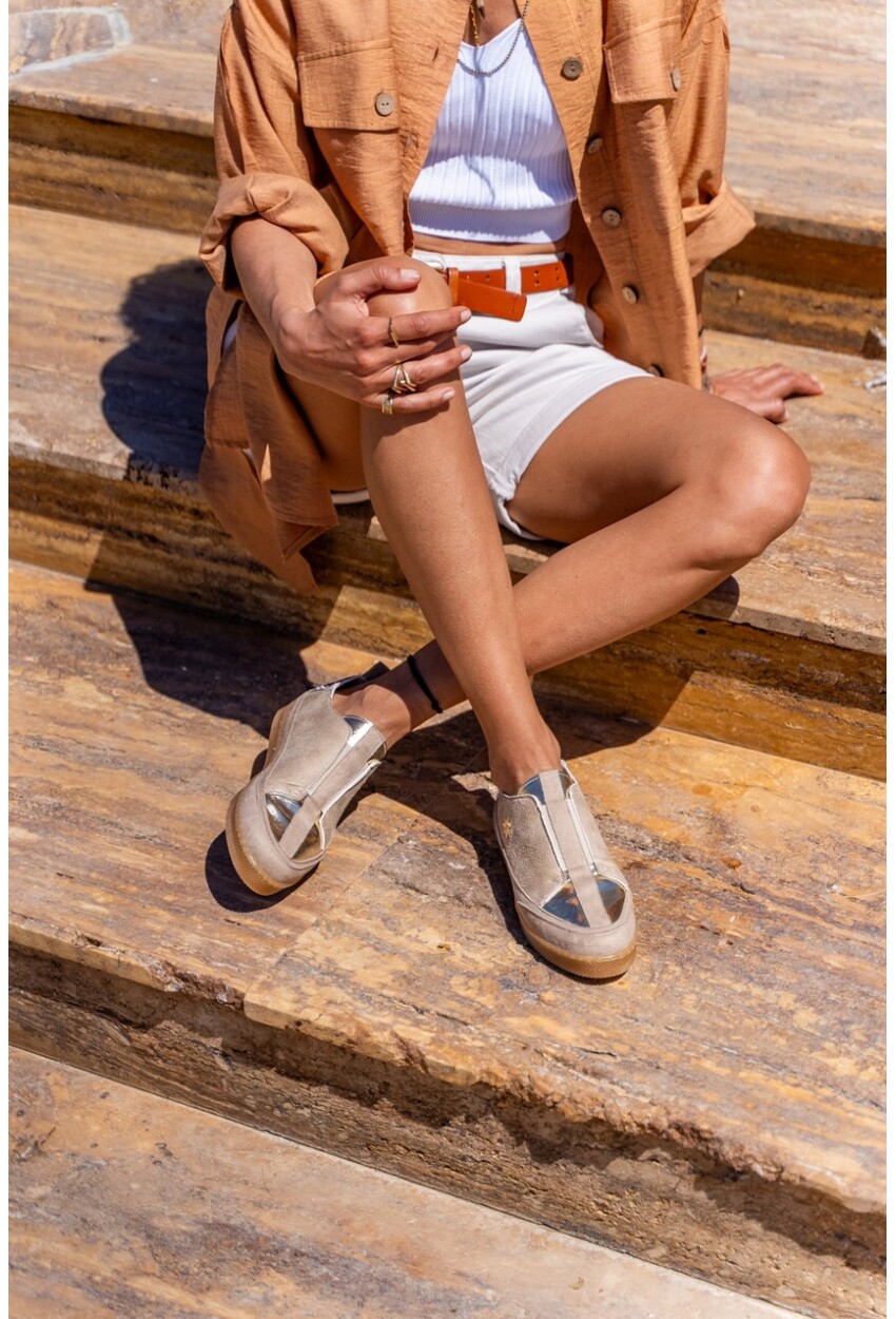 GUKI35 Kadın Bej Günlük Rahat Vegan Sunshine Sneaker