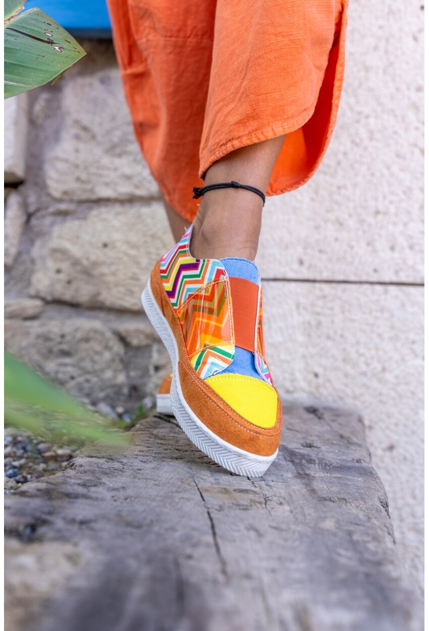 GUKI35 Kadın Multi Günlük Rahat Vegan Rainbow Sneaker