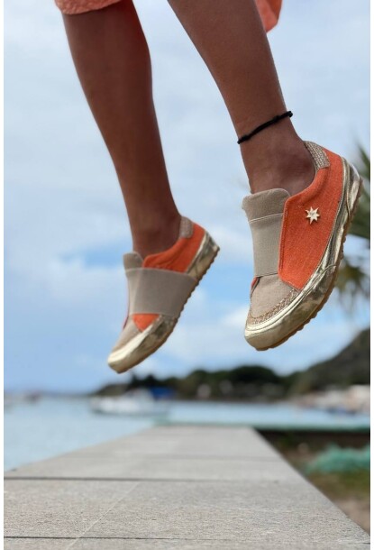 Guki35 Kadın Turuncu Günlük Rahat Vegan Pranha Sneaker