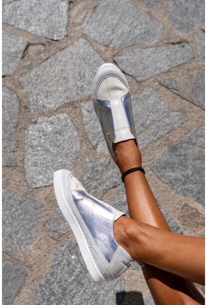 Guki35 Kadın Gümüş-Gri Günlük Rahat Vegan Star Sneaker