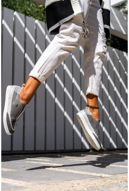 Guki35 Kadın Siyah-Gri Günlük Rahat Vegan Movement Sneaker