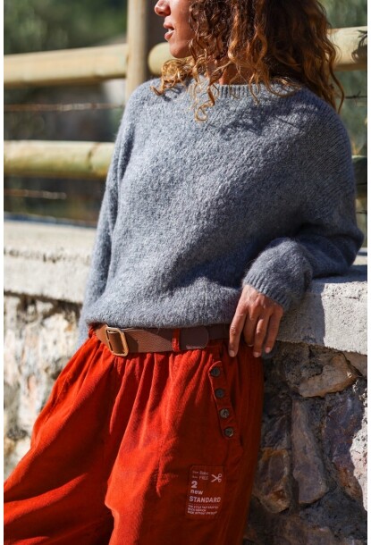 İtalyan Antrasit Bisiklet Yaka Yumuşak Dokulu Alpaka Salaş Kazak 60 55